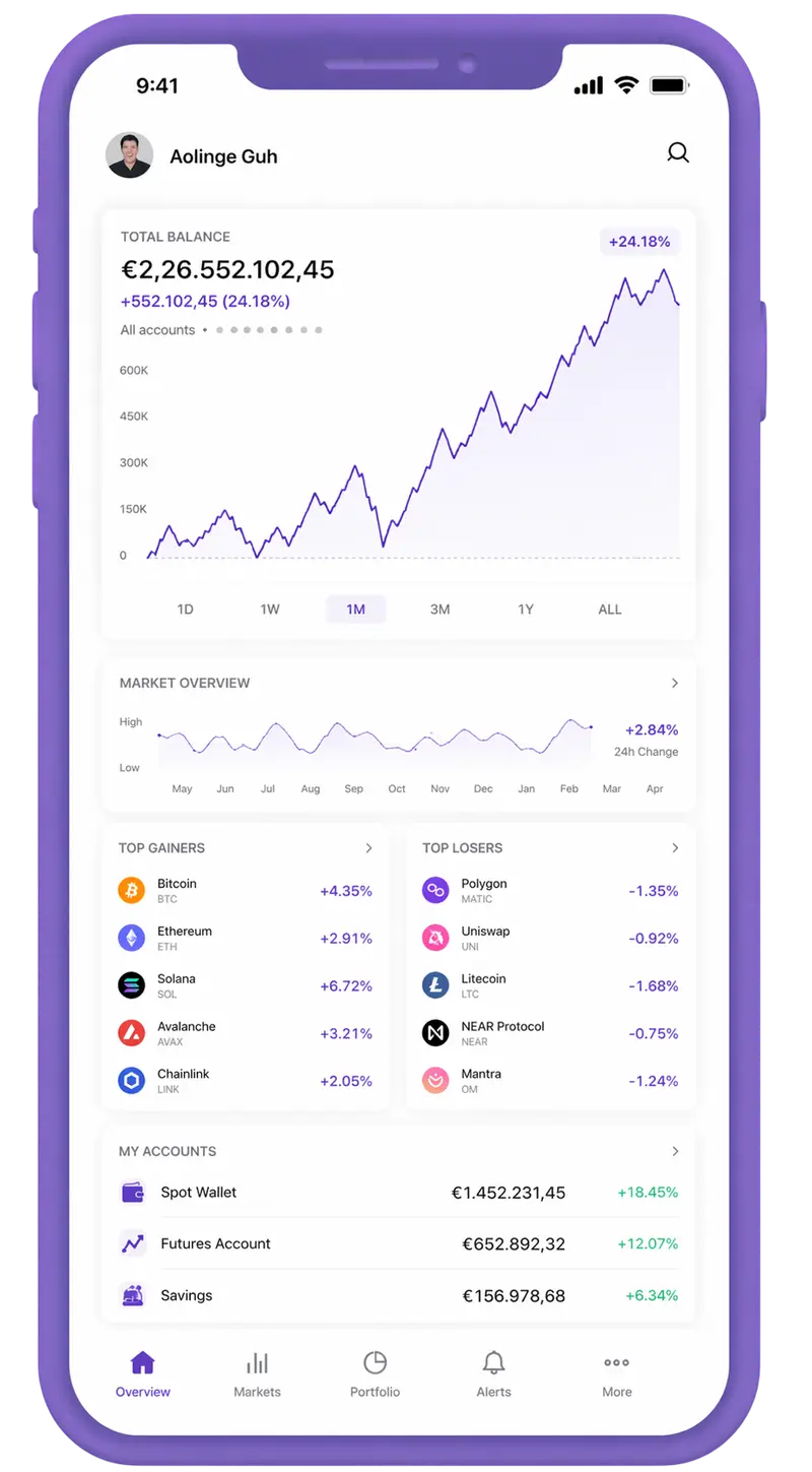 Krone Vinsthavn mobile app showing portfolio overview